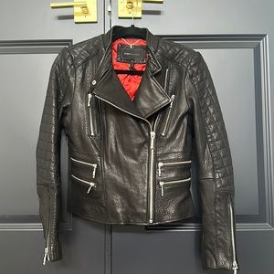 BCBG MaxAzria Classic Moto Biker Leather Jacket